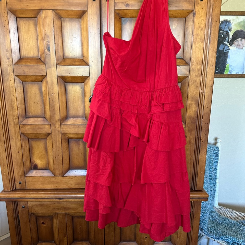 Anthropologie Vibrant Red Dress